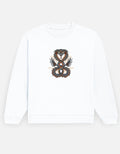 White sweatshirt with a snake and eagle design on a white background